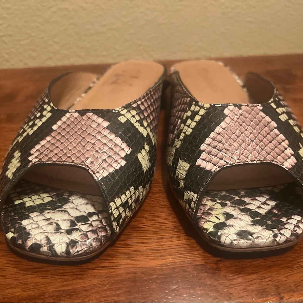 Madewell Erica Peep-Toe Snakeskin Mules